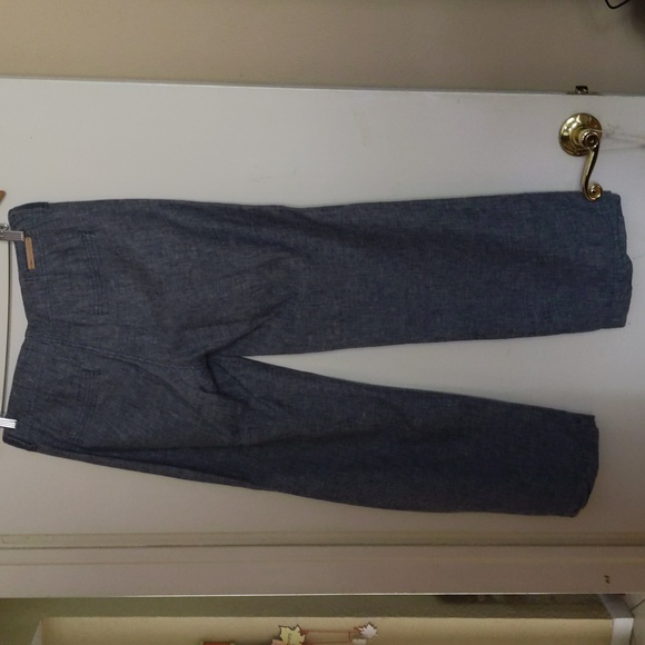 Pilcro and the Letterpress Petite Linen/Cotton wide leg Pants Denim Blue Color - Picture 3 of 7